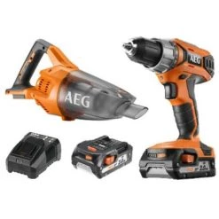 Pack AEG Perceuse Visseuse 18V BS18G3-202C - Aspirateur 18V BHSS18-0 - 2 Batteries 2.0Ah 1 Chargeur