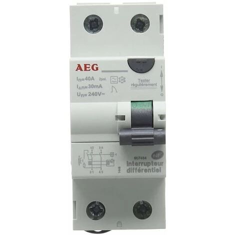 AEG Interrupteur Différentiel 40A 30Ma Type A 3 AEG Interrupteur Différentiel 40A 30Ma Type A