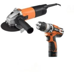 Pack AEG Meuleuse électrique 800W - WS8-125SK - Perceuse à Percussion AEG 12V Li-ion