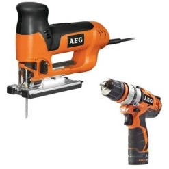Pack AEG Scie Sauteuse Pendulaire électrique 705W ST 800 XE - Perceuse-visseuse 12V Prolithium-ion