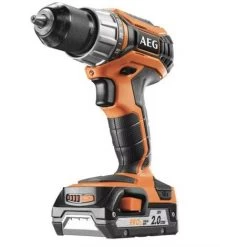 Perceuse Visseuse Compacte AEG 18V Li-ion - 2 Batteries 2.0Ah - 1 Chargeur 40min - BS18C2 Li-202C - Noir Et Orange